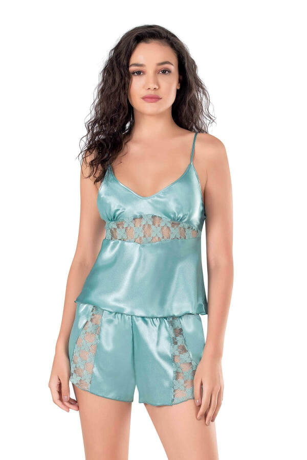 Aqua Saten Babydoll Şort Takımı - 1