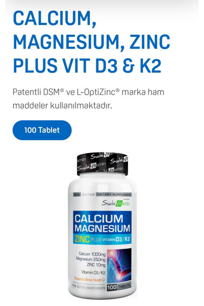 Aqua Vitamin Calcium Magnesium Zinc Plus 100 Tablets BİG352044 - 2