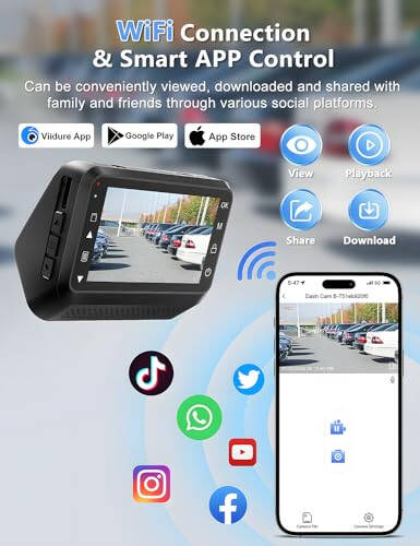 Araba için Dash Cam, 2K Araba Kamerası WiFi, Arabalar için Ön Dash Kamera, Süper Gece Görüşlü Mini Dash Cam, Ücretsiz 64GB Kart, 24 Saat Park M Onitorü - 4