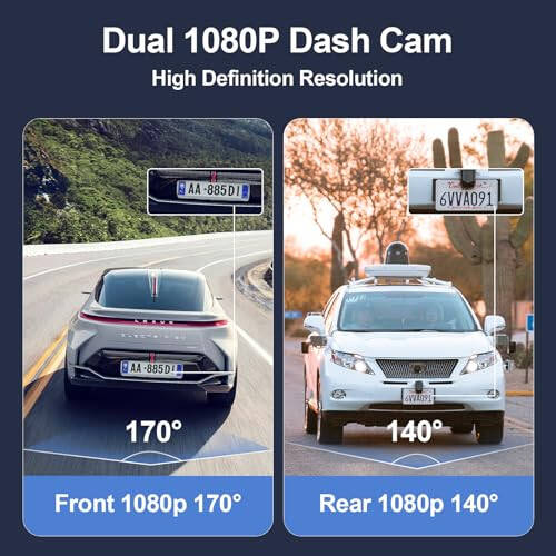 Araba İçin Dash Kamera, Ön ve Arka Çift 1080P Dash Cam, 64GB Kartlı ve 2 Emme Kupa ile Dashcam, 3'' Ekranlı Gece Görüşlü, G-Sensörlü, WDR'li, Döngü Kaydı, Park Mükemmelliği ile DashCam - 2