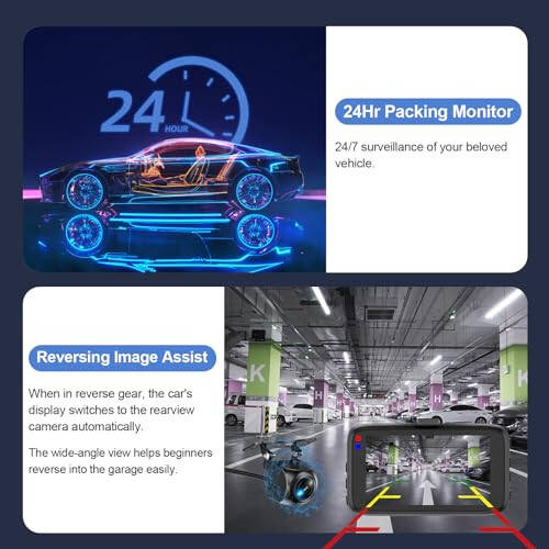 Araba İçin Dash Kamera, Ön ve Arka Çift 1080P Dash Cam, 64GB Kartlı ve 2 Emme Kupa ile Dashcam, 3'' Ekranlı Gece Görüşlü, G-Sensörlü, WDR'li, Döngü Kaydı, Park Mükemmelliği ile DashCam - 5