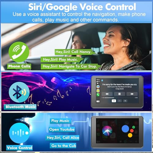 Araba İçin Taşınabilir Kablosuz CarPlay Ekranı, 7 İnç Çift Din Araba Stereo Apple CarPlay ve Android Auto İçin, Yedek Kamera, Ayna Bağlantısı, Navigasyon Ekranı ile Multimedya Oynatıcı Tüm Araçlar İçin - 6