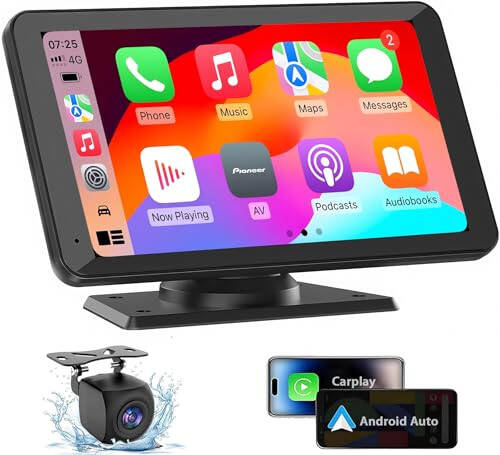 Araba İçin Taşınabilir Kablosuz CarPlay Ekranı, 7 İnç Çift Din Araba Stereo Apple CarPlay ve Android Auto İçin, Yedek Kamera, Ayna Bağlantısı, Navigasyon Ekranı ile Multimedya Oynatıcı Tüm Araçlar İçin - 10