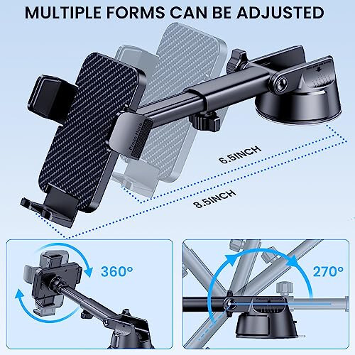 Araba Telefon Tutucu [Askeri Sınıf Emme Ultra Güçlü Taban] Cep Telefonu Araba Tutucu 3'ü 1 Arada Telefon Montajı Araba Gösterge Paneli Ön Cam Havalandırma Havalandırma Eller Serbest Araba Telefon Tutucu iPhone Android Telefonlar İçin - 3
