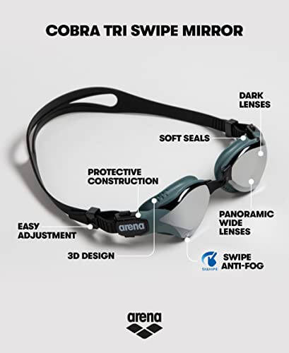 ARENA Unisex Adult Cobra Tri Swipe Плавание Очки для триатлона и фитнеса Антизапотевание Технология Широкий обзор Зеркальная линза - 3