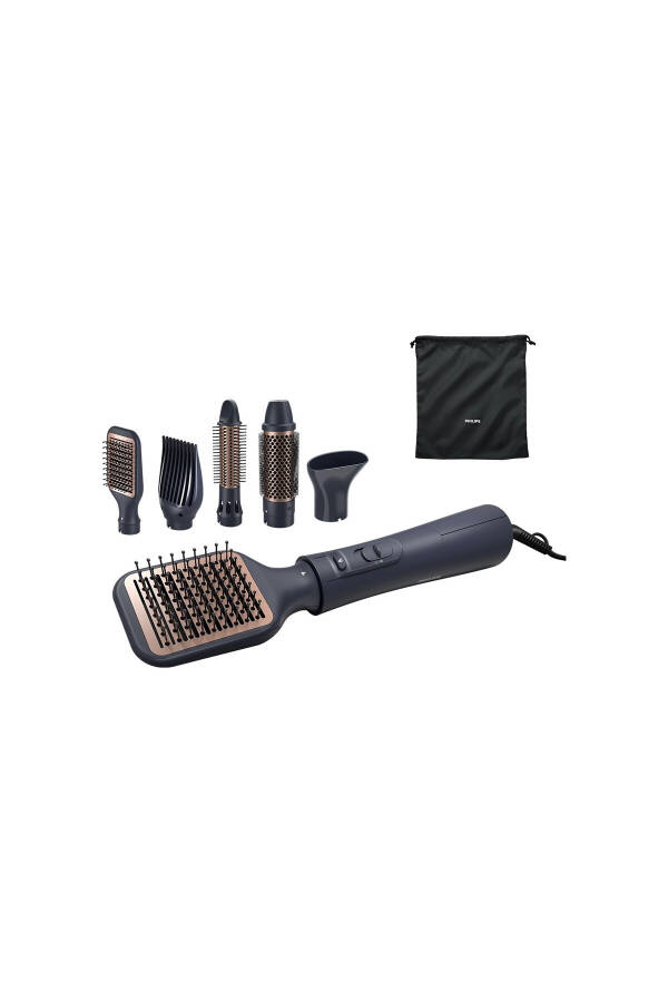 Argan Yağlı Çok Fonksiyonlu Saç Şekillendirici Tarak, Lacivert, Thermo Brush Başlık - 3