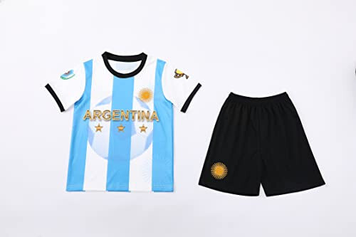 Argentina World Champions Edition Sports Soccer Football Boys Kids Youth Jersey Shirt Kit Set - 3