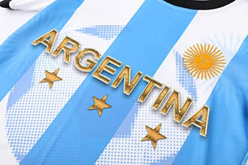 Argentina World Champions Edition Sports Soccer Football Boys Kids Youth Jersey Shirt Kit Set - 6