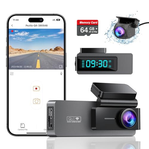 ARIFAYZ Ön ve Arka 4K+1080P Dash Cam, Ücretsiz 64GB Kart, Dahili WiFi, Arabalar İçin Dash Kamera, Araba Kamerası, Arabalar İçin Çift Dash Cam, Gece Görüşü, 24 Saat Park Gözetimi, Döngü Kaydı - 1