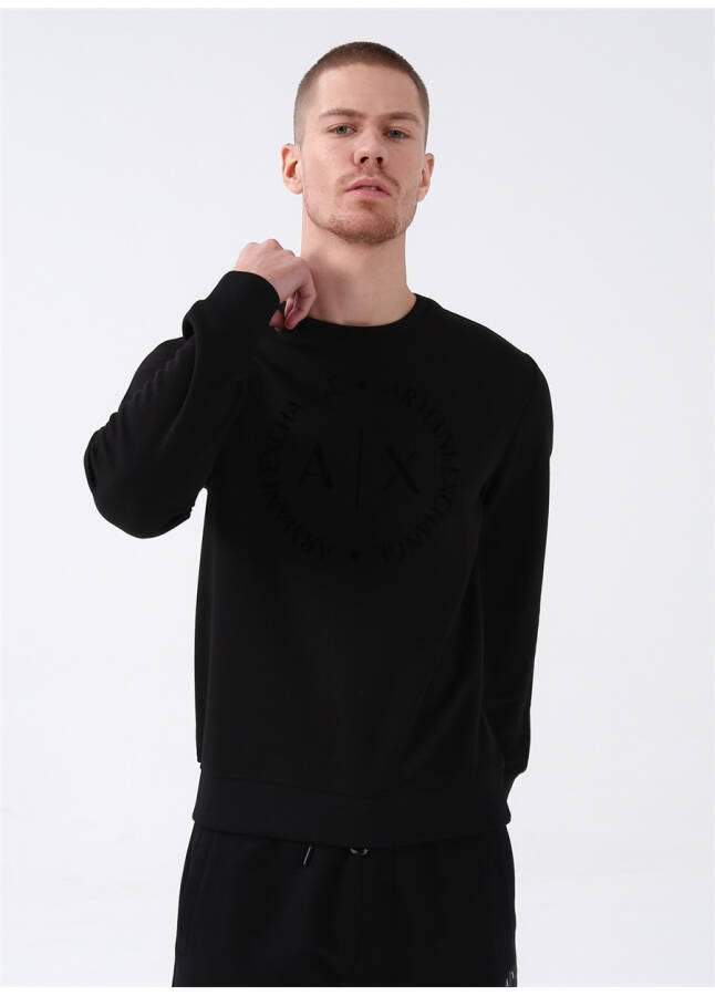 Armani Exchange Crew Neck Black Men's Sweatshirt 8NZM87 1200-BLACK - 8