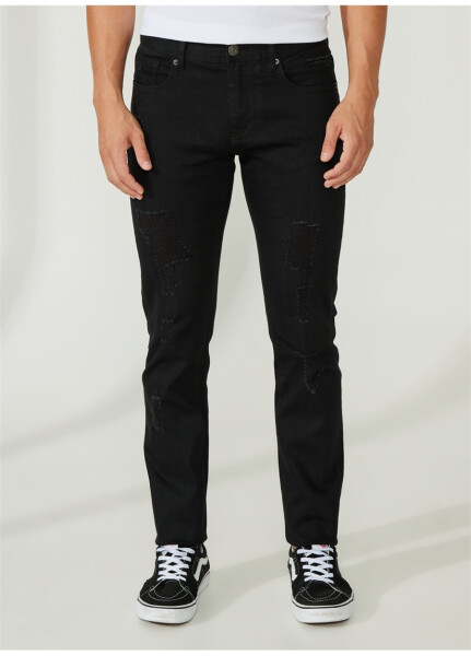 Armani Exchange Normal Bel Normal Siyah Erkek Denim Pantolon 3RZJ13 1200-BLACK - 7