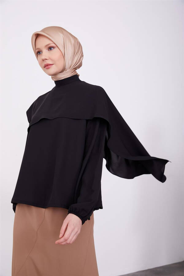 Armine Asymmetric Aller Detailed Elastic Waist Blouse 23K3425 Black - 2