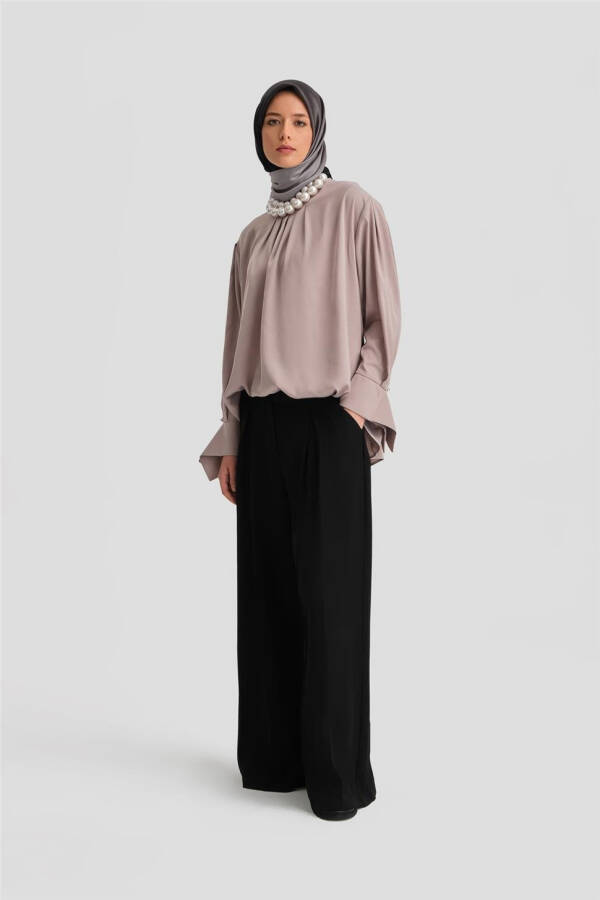 Armine Blouse with Belt and Cuffs 24K3612 Vizon - 1