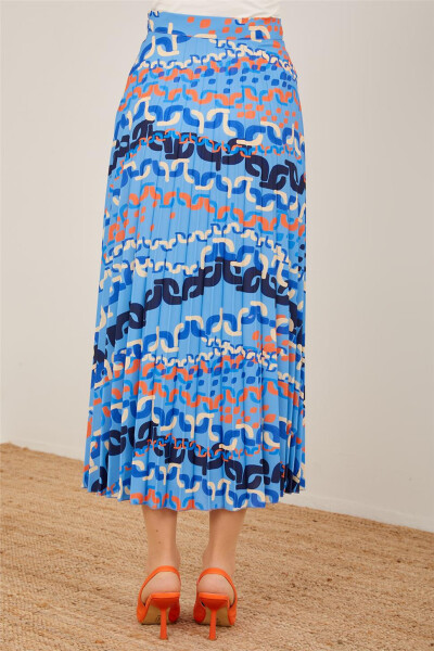 Armine Chain Print Pleated Skirt 23Y1416 Blue - 5