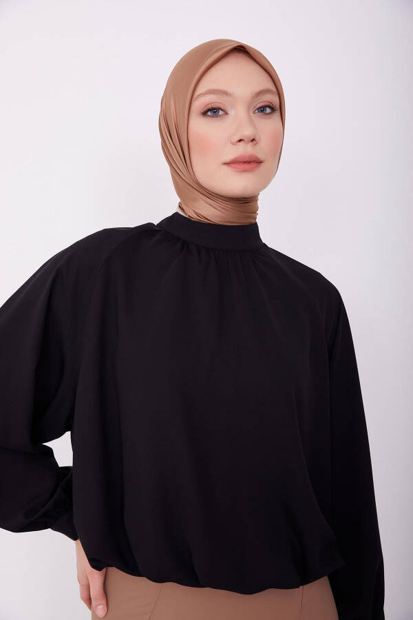 Armine Elastic Waist Balloon Blouse 23K3432 Black - 4