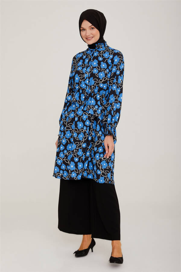 Armine Elastic Waist Floral Tunic 22K4109 Cobalt - 2