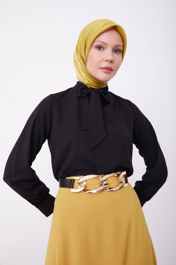 Armine Front Tie Detail Blouse 23K3431 Black - 1