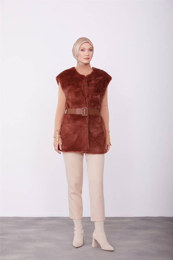 Armine Fur Vest 23K4601 Bitter Coffee - 2