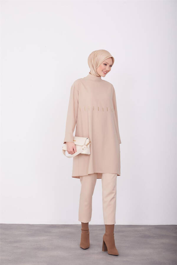 Armine Gold Embroidered Tunic 23K4718 Beige - 2