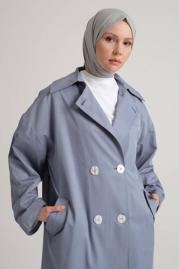 Armine Half-Lined Cotton Oversize Coat 23Y7007 Gray Blue - 1