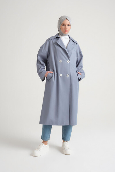 Armine Half-Lined Cotton Oversize Coat 23Y7007 Gray Blue - 2