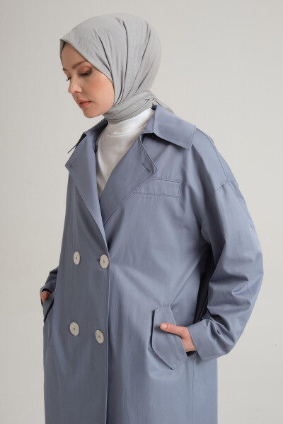 Armine Half-Lined Cotton Oversize Coat 23Y7007 Gray Blue - 4