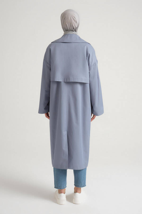 Armine Half-Lined Cotton Oversize Coat 23Y7007 Gray Blue - 5