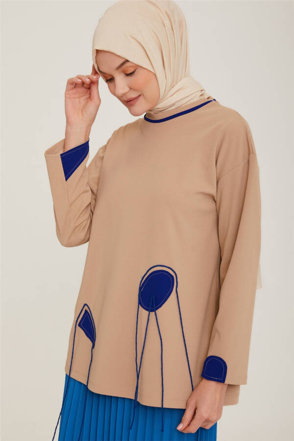 Armine İşlemeli Sweatshirt 22K3213 Kum - 3