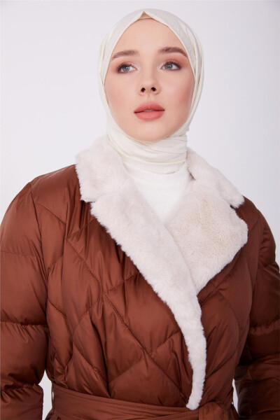 Armine Kapitone Mont 23Kd6405 Kahverengi - 4