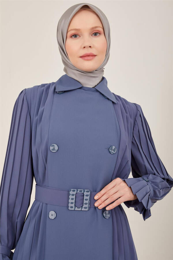 Armine Pleated Detail Trench Coat 23Y8310 Indigo - 4