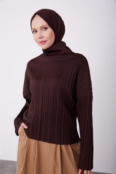 Armine Pleated Knit Blouse 23K3216 Brown - 2