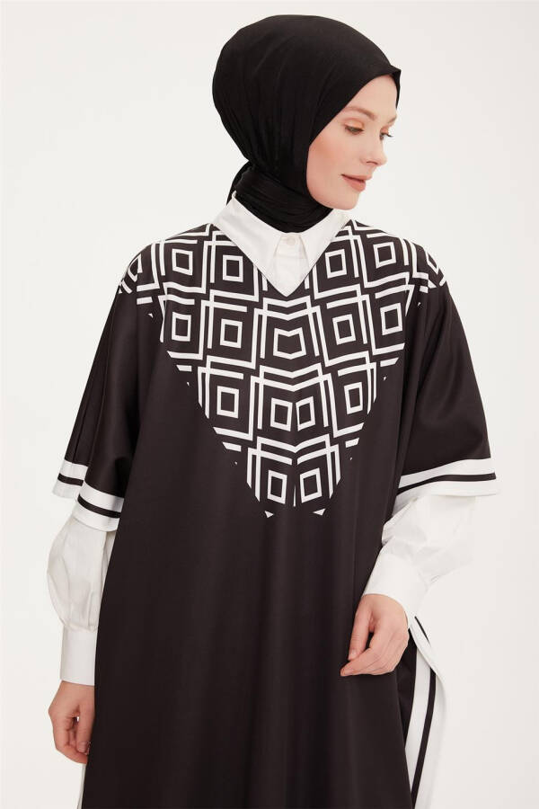 Armine Poncho 22Kd4344 Qora - 4