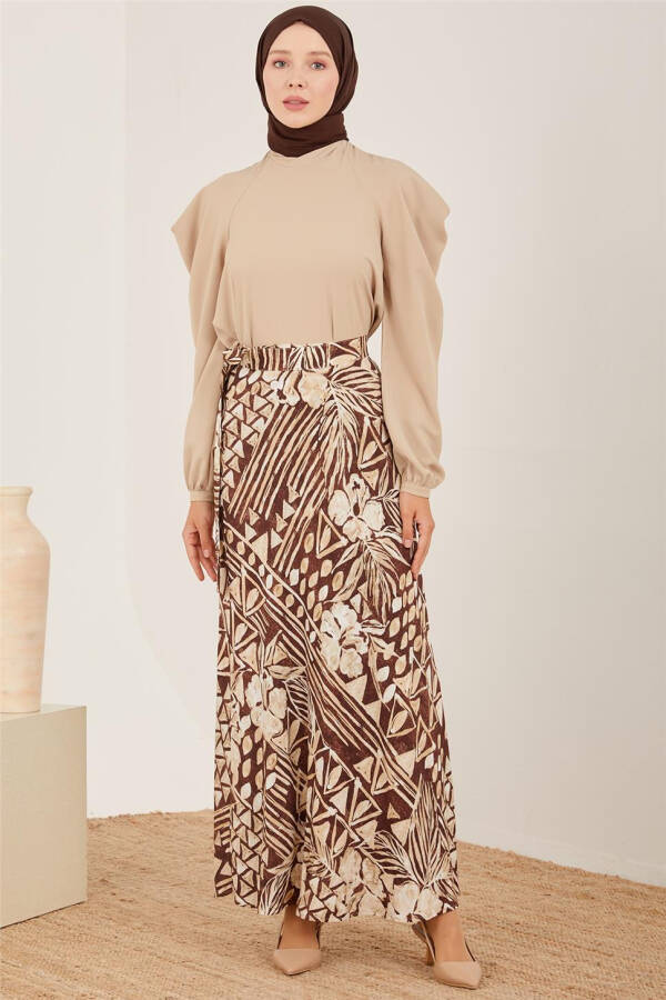 Armine Print Wrap Skirt 23Y1422 Brown - 1