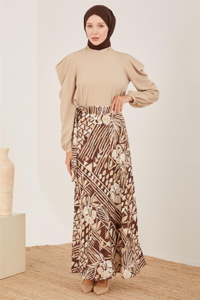 Armine Print Wrap Skirt 23Y1422 Brown - 2