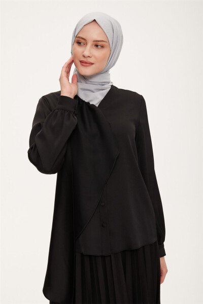 Armine Scarf Collar Shirt 22K3117 Black - 2