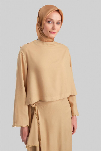 Armine Shimmer Buttoned Viscose Blouse 24Y3530 Camel - 4