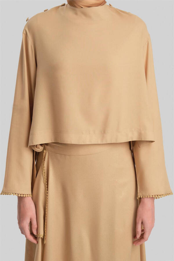 Armine Shimmer Buttoned Viscose Blouse 24Y3530 Camel - 5