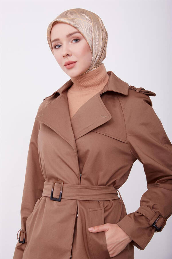 Armine Shoulder Epaulet Buckle Detailed Coat 23K7125 Camel - 1