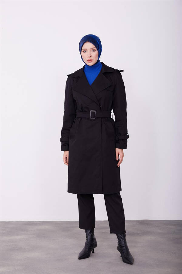 Armine Shoulder Padded Buckle Detail Coat 23K7125 Black - 3