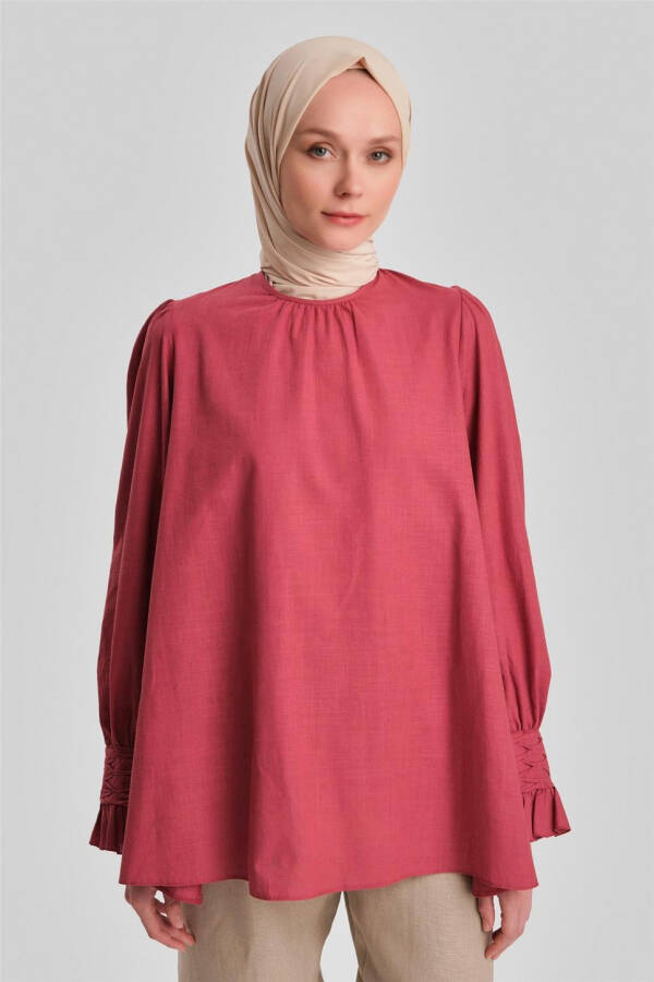 Armine Sleeve Ruffled Blouse 24Y3533 Cherry - 3