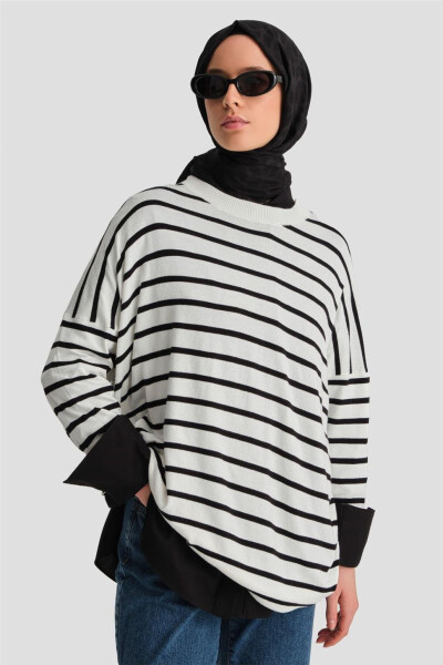 Armine Striped Knit Tunic 24Kd2007 Ecru - 3