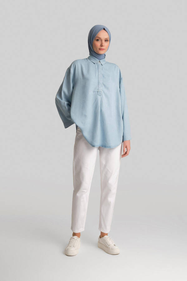 Armine Tencel Blouse 24Yd3407 Light Blue - 3