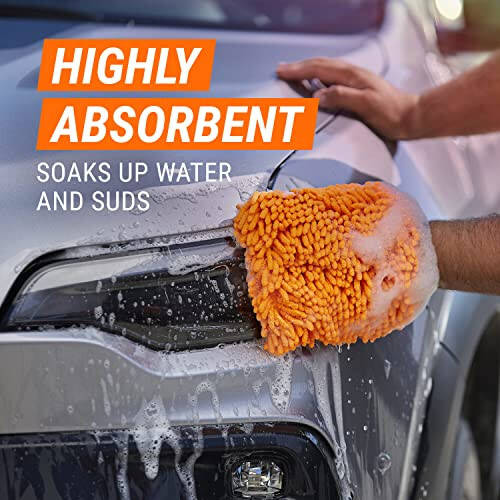 Armor All Microfiber Car Wash Mitt, Car Wash Glove for Clean Cars, Trucks, Motorcycles, 2 Each - 7