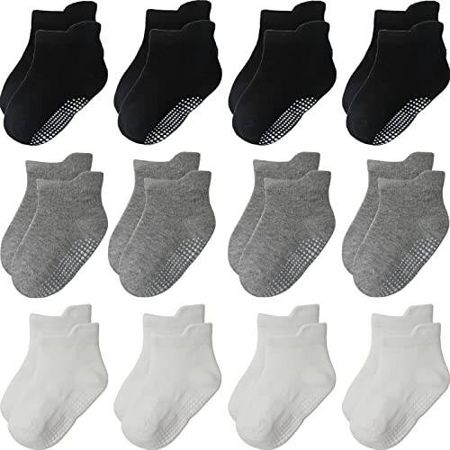 Aroveea Toddler Socks Non Slip Grip Baby Socks 10/12 Pack for Toddler Boys Girls Kids Socks,Cute Cotton Baby Socks - 43