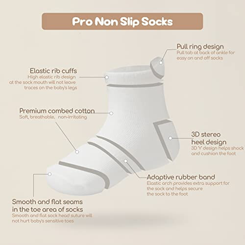 Aroveea Toddler Socks Non Slip Grip Baby Socks 10/12 Pack for Toddler Boys Girls Kids Socks,Cute Cotton Baby Socks - 45