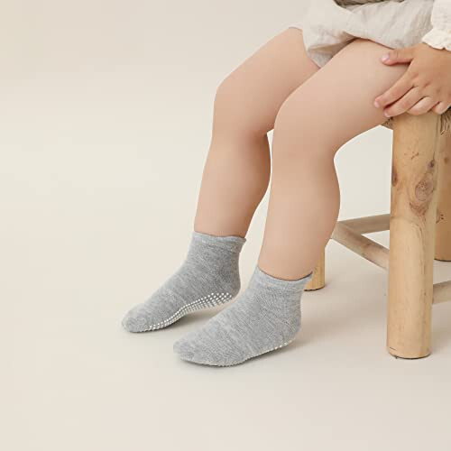 Aroveea Toddler Socks Non Slip Grip Baby Socks 10/12 Pack for Toddler Boys Girls Kids Socks,Cute Cotton Baby Socks - 41