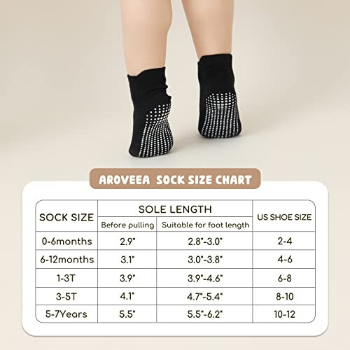 Aroveea Toddler Socks Non Slip Grip Baby Socks 10/12 Pack for Toddler Boys Girls Kids Socks,Cute Cotton Baby Socks - 42