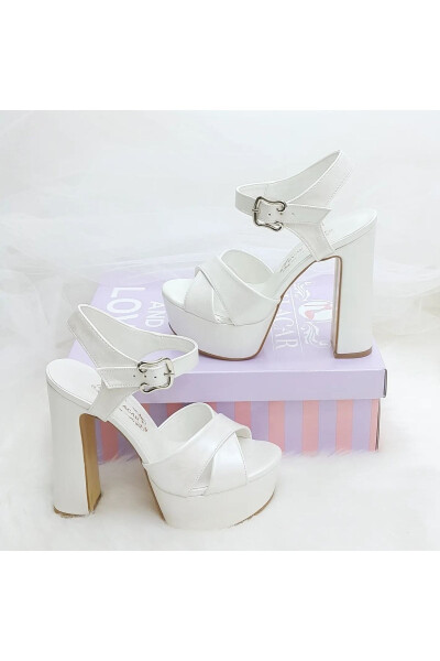 Aslı Acar 14 Cm Thick Heeled Broken White Comfortable Bridal Shoe - 3