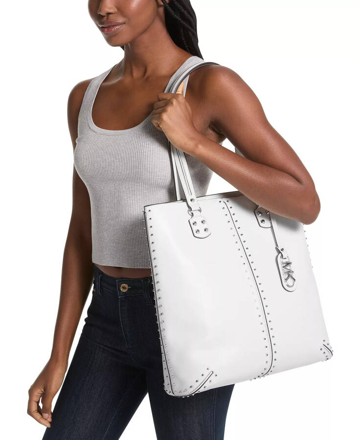 Astor Large Leather North South Tote Optic White - 7