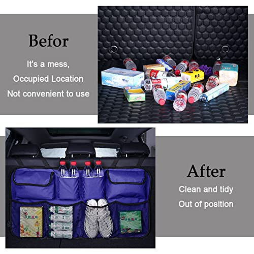 ASUBHA Car Trunk Organizer, Backseat Hanging Large Storage with Adjustable Straps, Waterproof Collapsible Cargo Bag with 8 Pockets, Hanging Car Storage Organizer Space Saving for Car Truck SUV - 5